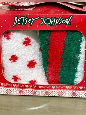 Betsey Johnson Sock Gift Box Set Christmas Holiday Soft Lounge Cozy Fluffy Three